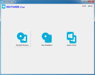 Screenshot of the application WinToHDD - #1