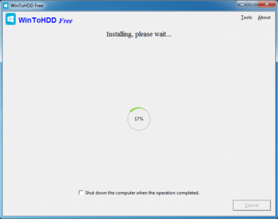 Screenshot of the application WinToHDD - #4