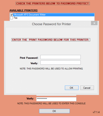 Screenshot of the application PrintLock - #2