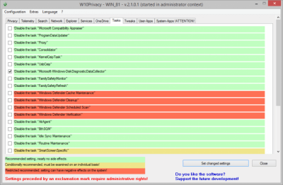 Screenshot of the application W10Privacy - #1