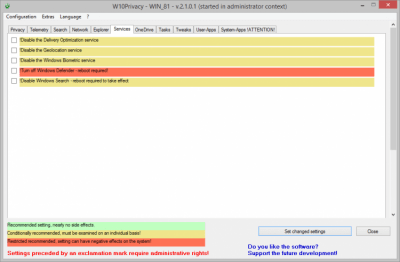 Screenshot of the application W10Privacy - #4