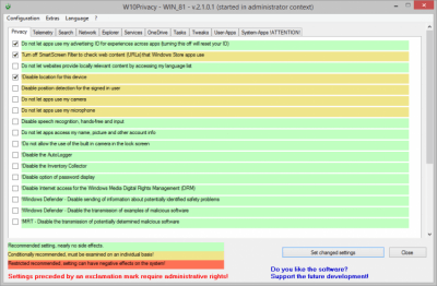 Screenshot of the application W10Privacy - #5