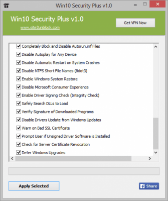 Screenshot of the application Win10 Security Plus - #3