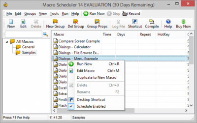 Screenshot of the application Macro Scheduler - #8