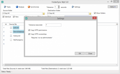 Screenshot of the application Folder Sync - #2