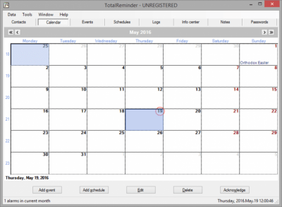 Screenshot of the application TotalReminder - #1