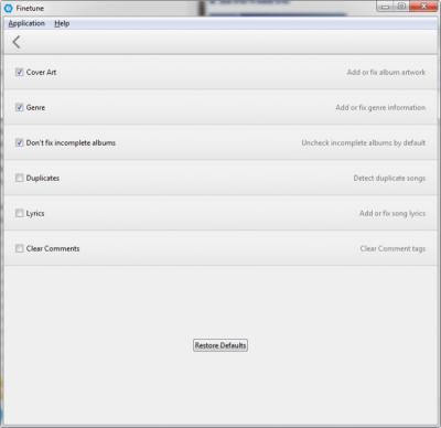 Screenshot of the application Finetune - #5