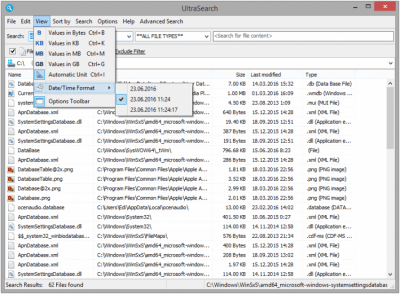 Screenshot of the application UltraSearch - #3