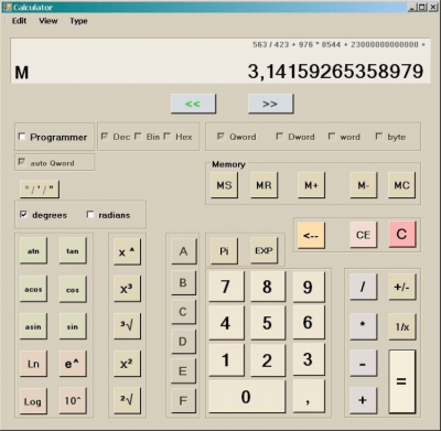 Screenshot of the application Scientific calculator - #1