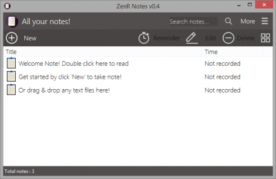 Screenshot of the application ZenR Notes - #1