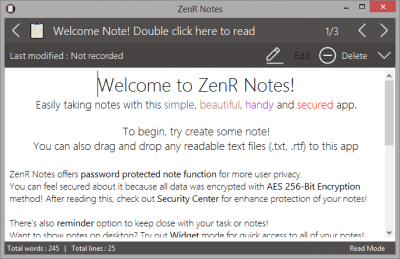 Screenshot of the application ZenR Notes - #2