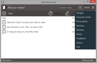 Screenshot of the application ZenR Notes - #4