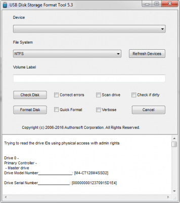 Screenshot of the application USB Disk Storage Format Tool - #2