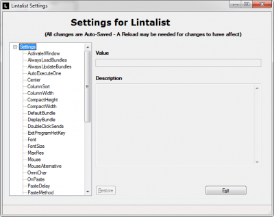 Screenshot of the application Lintalist - #6