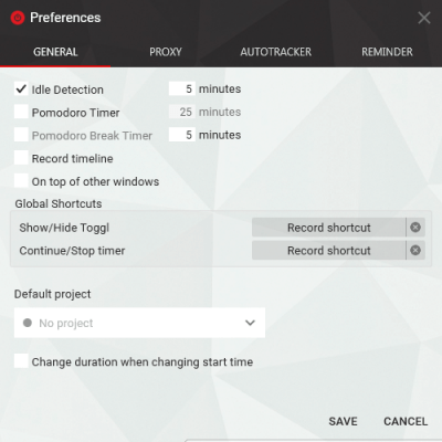 Screenshot of the application Toggl - #4