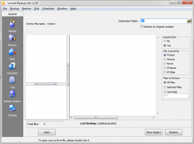 Screenshot of the application Lomsel Backup Lite - #2