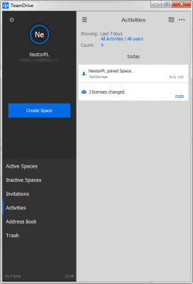 Screenshot of the application TeamDrive - #4