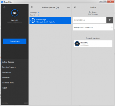 Screenshot of the application TeamDrive - #6