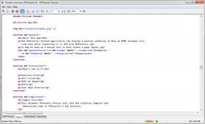 Screenshot of the application PDFreactor - #1