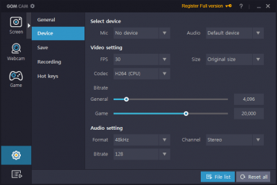 Screenshot of the application GOM Cam - #9