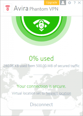 Screenshot of the application Avira Phantom VPN - #3