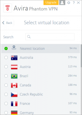 Screenshot of the application Avira Phantom VPN - #5