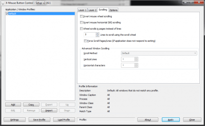 Screenshot of the application X-Mouse Button Control - #1