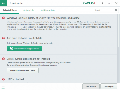 Screenshot of the application Kaspersky System Checker - #1