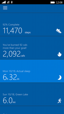 Screenshot of the application Microsoft Band - #1