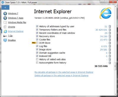 Screenshot of the application Clean Space - #6