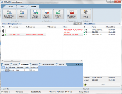 Screenshot of the application MiTeC Network Scanner - #3