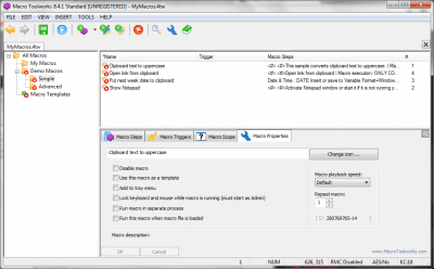 Screenshot of the application Macro Toolworks Standard Edition - #1