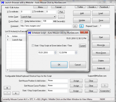 Screenshot of the application Auto Mouse Click - #1