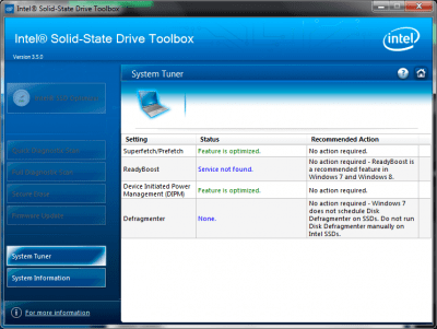 Screenshot of the application Intel Solid-State Drive Toolbox - #2