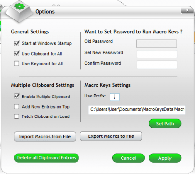 Screenshot of the application Macro Keys - #1