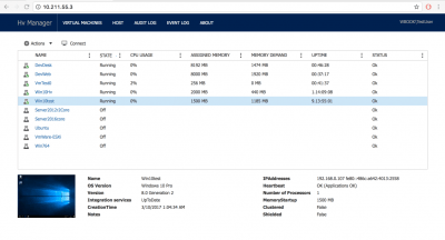 Screenshot of the application HV Manager - #1