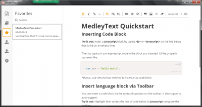 Screenshot of the application MedleyText - #3