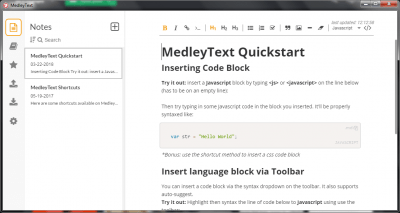Screenshot of the application MedleyText - #4