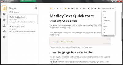 Screenshot of the application MedleyText - #6