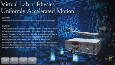 Screenshot of the application Equal-accelerated motion - #1