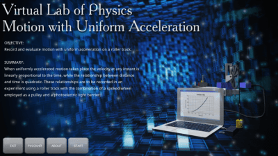 Screenshot of the application Movement with uniform acceleration - #8