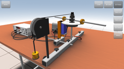 Screenshot of the application Equal-accelerated rotation - #5