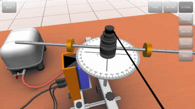 Screenshot of the application Equal-accelerated rotation - #8