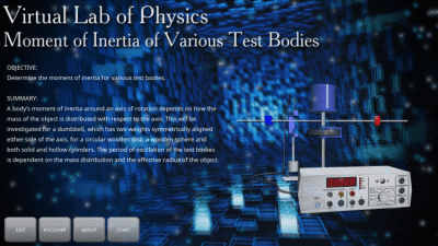Screenshot of the application Moment of inertia of different bodies - #6
