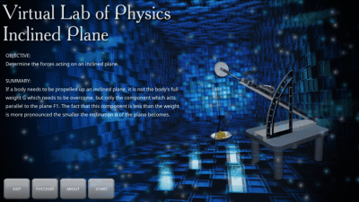 Screenshot of the application Inclined plane - #3