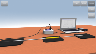 Screenshot of the application Sound propagation in rods - #3