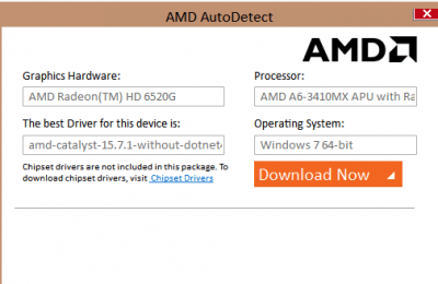 Screenshot of the application AMD Driver Autodetect - #1