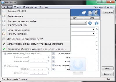 Screenshot of the application NetSetMan - #3