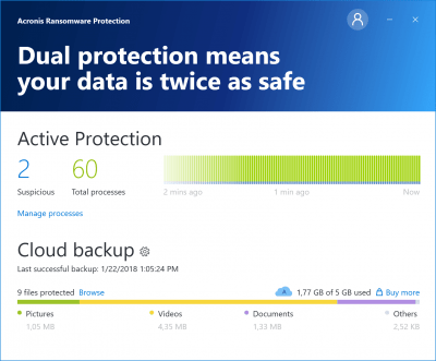 Screenshot of the application Acronis Ransomware Protection - #1