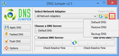 Screenshot of the application DNS Jumper - #1